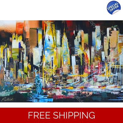 Colourful city skyline Manhattan New York 831